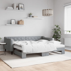 Sofa rozsuwana z materacami, jasnoszara, 90x190 cm, tkanina