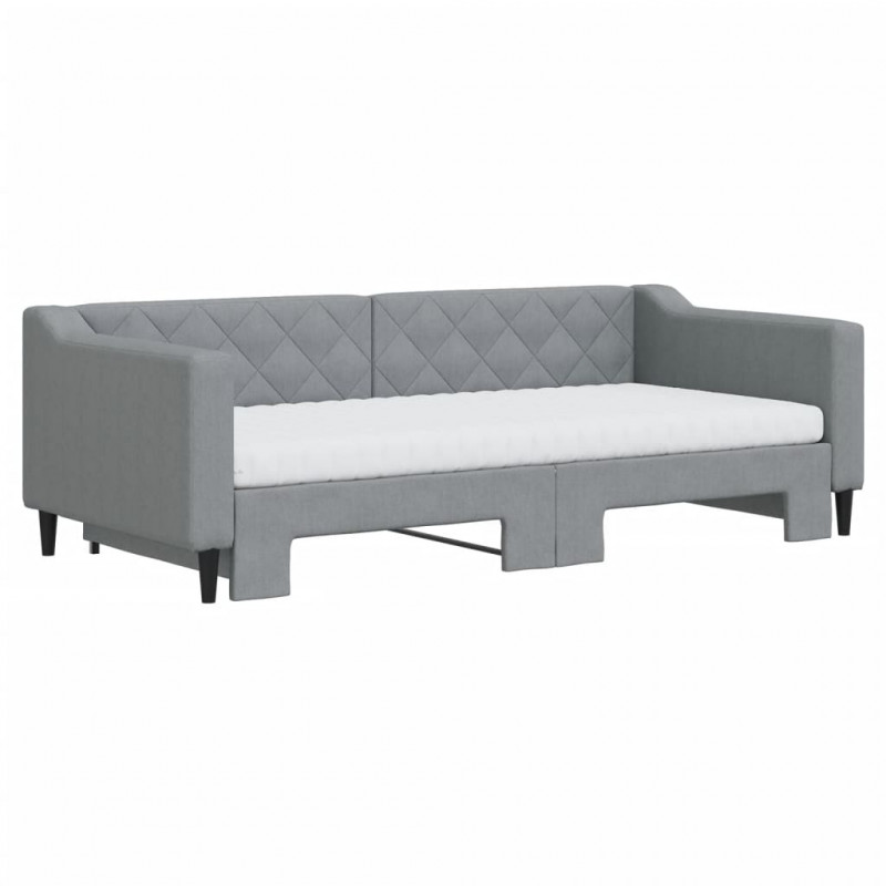 Sofa rozsuwana z materacami, jasnoszara, 90x190 cm, tkanina