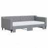 Sofa rozsuwana z materacami, jasnoszara, 90x190 cm, tkanina