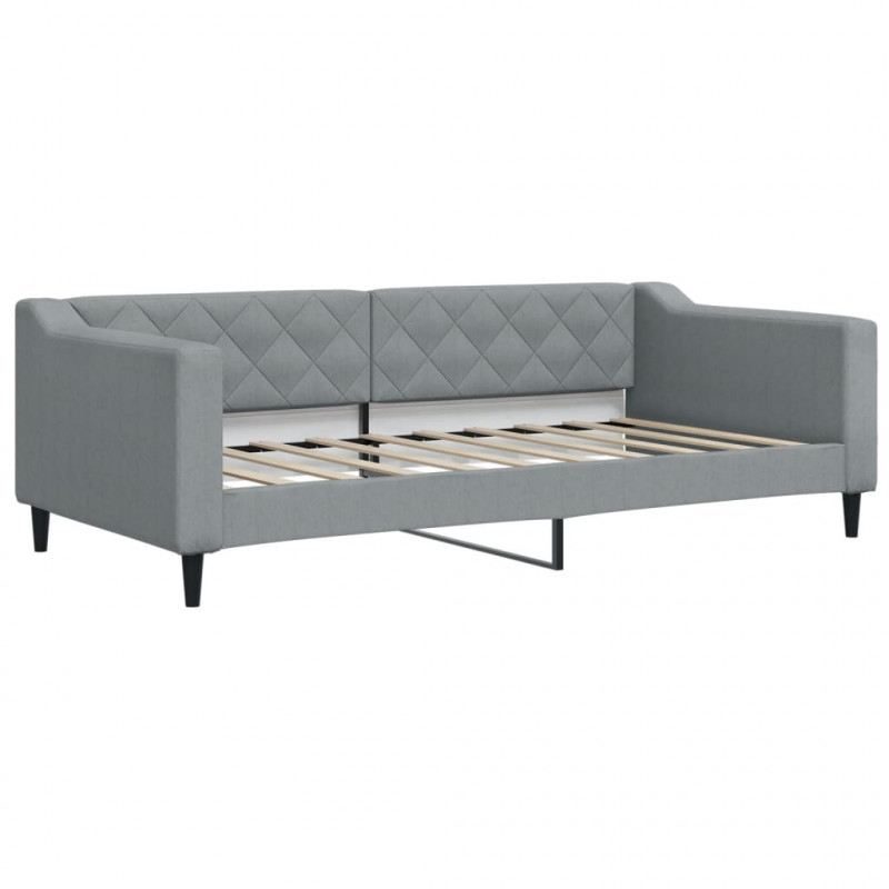 Sofa rozsuwana z materacami, jasnoszara, 90x190 cm, tkanina