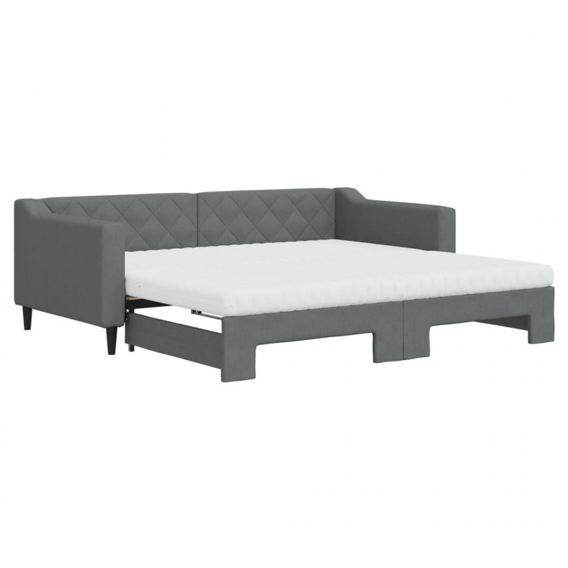 Sofa rozsuwana z materacami, ciemnoszara, 90x190 cm, tkanina
