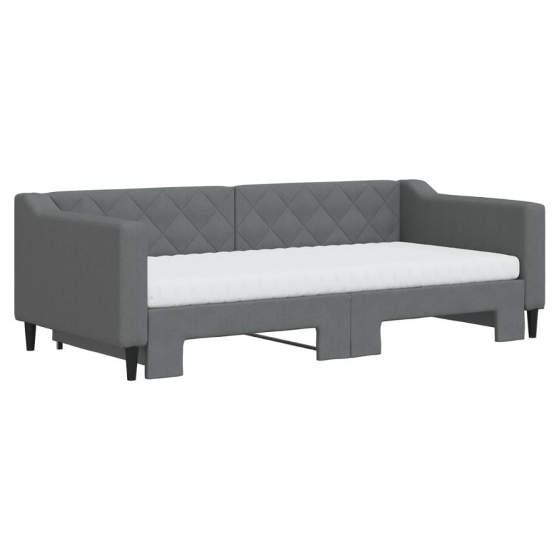 Sofa rozsuwana z materacami, ciemnoszara, 90x190 cm, tkanina