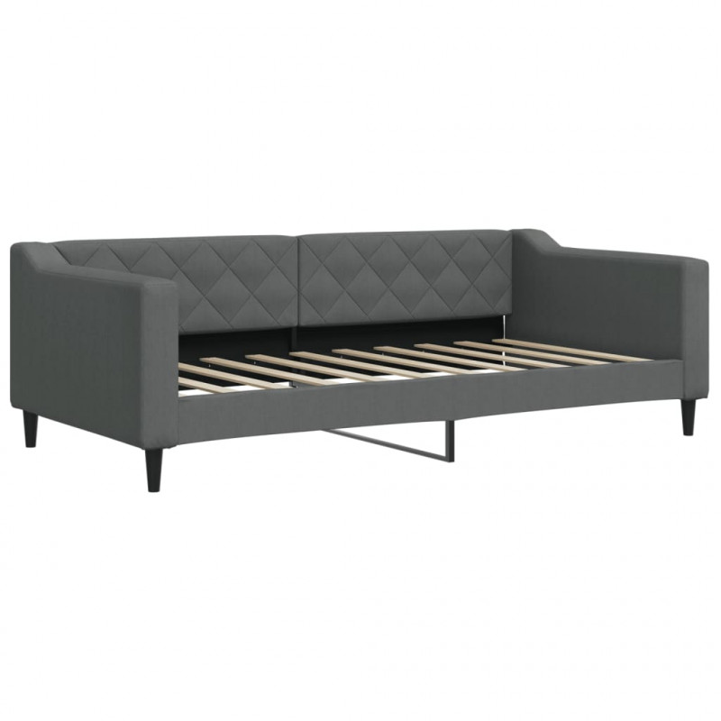 Sofa rozsuwana z materacami, ciemnoszara, 90x190 cm, tkanina