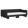 Sofa rozsuwana z materacami, czarna, 90x190 cm, tkanina