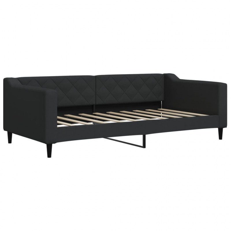 Sofa rozsuwana z materacami, czarna, 90x190 cm, tkanina