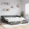 Sofa rozsuwana z szufladami, ciemnoszara, 90x200 cm, tkanina