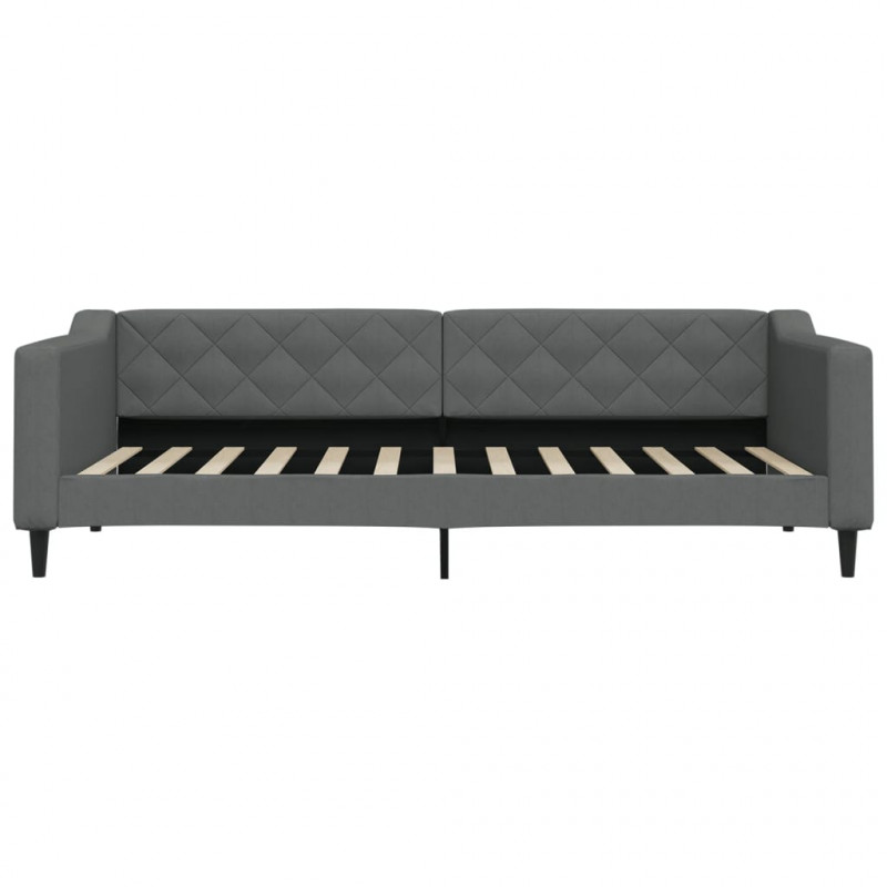 Sofa rozsuwana z szufladami, ciemnoszara, 90x200 cm, tkanina