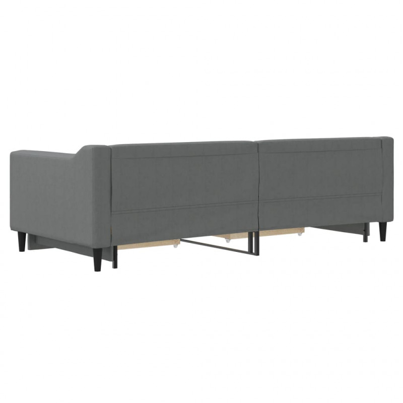 Sofa rozsuwana z szufladami, ciemnoszara, 90x200 cm, tkanina