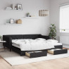 Sofa rozsuwana z szufladami, czarna, 100x200 cm, tkanina