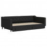 Sofa rozsuwana z szufladami, czarna, 100x200 cm, tkanina
