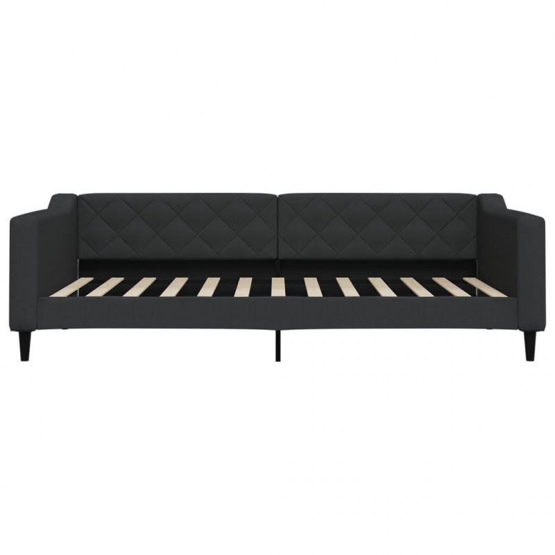 Sofa rozsuwana z szufladami, czarna, 100x200 cm, tkanina