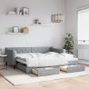 Sofa rozsuwana z szufladami, jasnoszara, 90x190 cm, tkanina