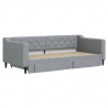 Sofa rozsuwana z szufladami, jasnoszara, 90x190 cm, tkanina