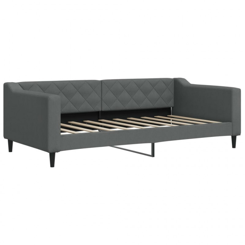 Sofa rozsuwana z szufladami, ciemnoszara, 90x190 cm, tkanina
