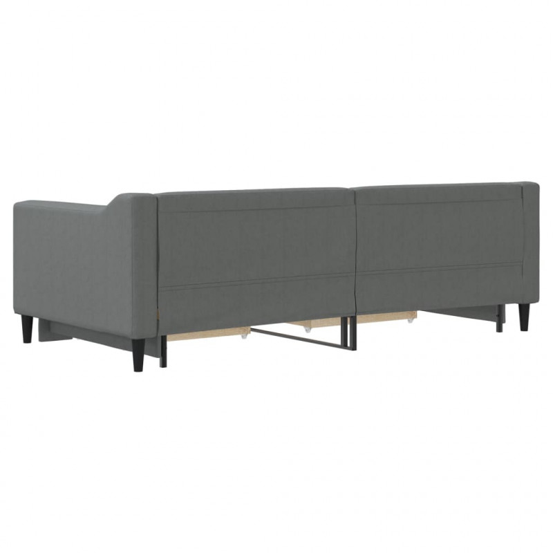 Sofa rozsuwana z szufladami, ciemnoszara, 90x190 cm, tkanina