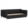 Sofa rozsuwana z szufladami, czarna, 90x190 cm, tkanina