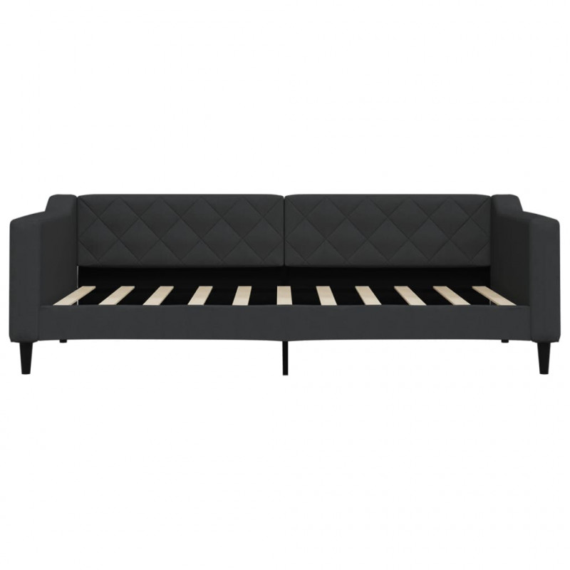 Sofa rozsuwana z szufladami, czarna, 90x190 cm, tkanina