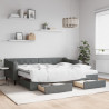 Sofa rozsuwana z szufladami, ciemnoszara, 90x200 cm, tkanina