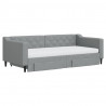 Sofa rozsuwana z szufladami, jasnoszara, 90x190 cm, tkanina