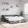 Sofa rozsuwana z szufladami, ciemnoszara, 90x190 cm, tkanina
