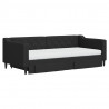 Sofa rozsuwana z szufladami, czarna, 90x190 cm, tkanina
