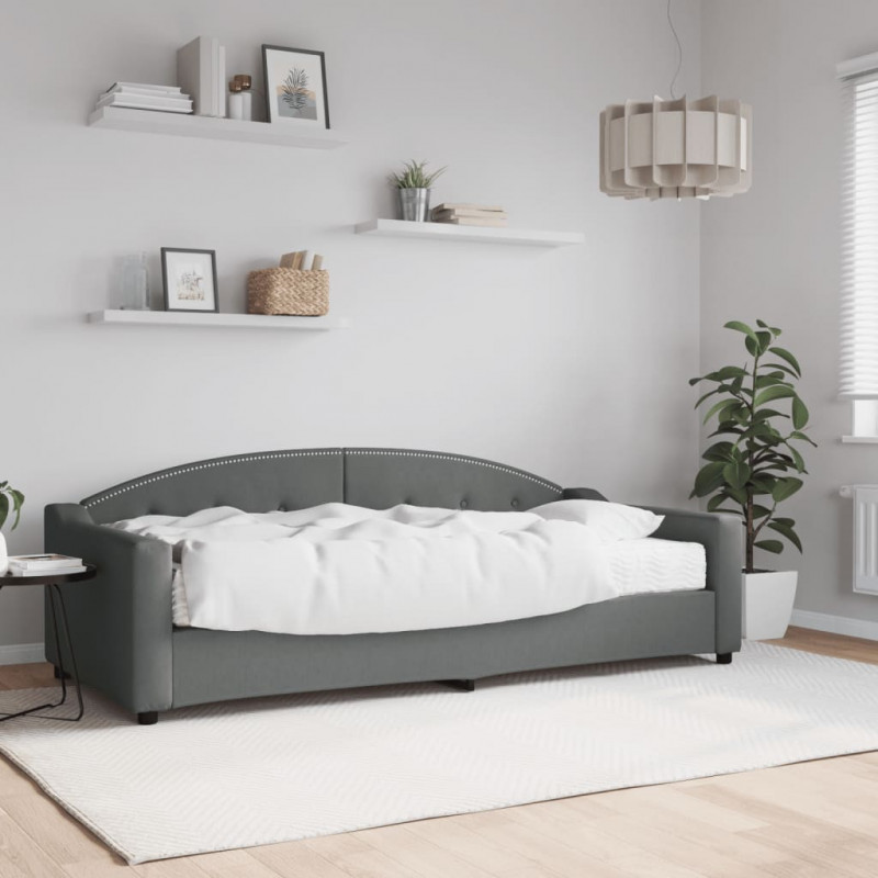 Sofa z materacem do spania, ciemnoszara, 90x200 cm, tkanina