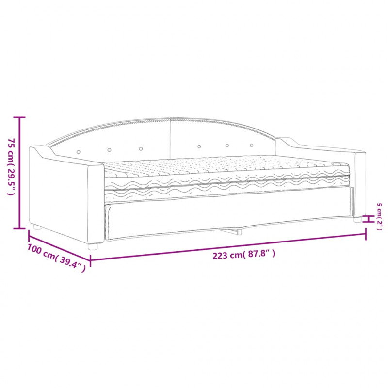 Sofa z materacem do spania, kremowa, 90x200 cm, tkanina