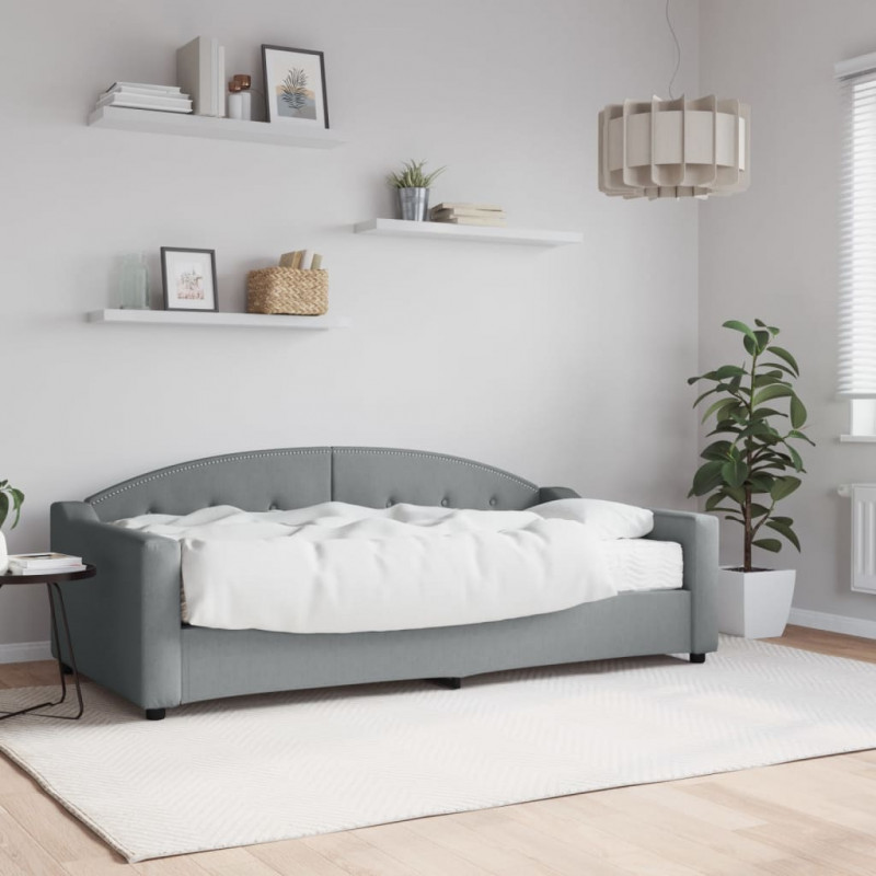 Sofa z materacem, jasnoszara, 90x190 cm, tkanina