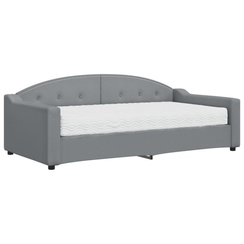 Sofa z materacem, jasnoszara, 90x190 cm, tkanina