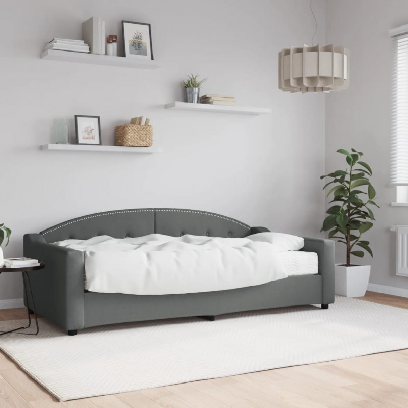 Sofa z materacem, ciemnoszara, 90x190 cm, tkanina
