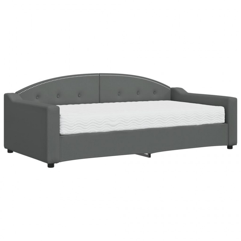Sofa z materacem, ciemnoszara, 90x190 cm, tkanina