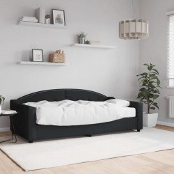 Sofa z materacem, czarna, 90x190 cm, tkanina