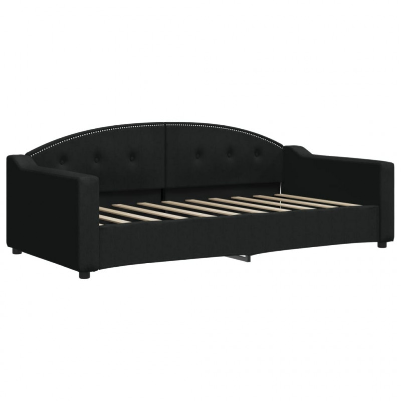 Sofa z materacem, czarna, 90x190 cm, tkanina