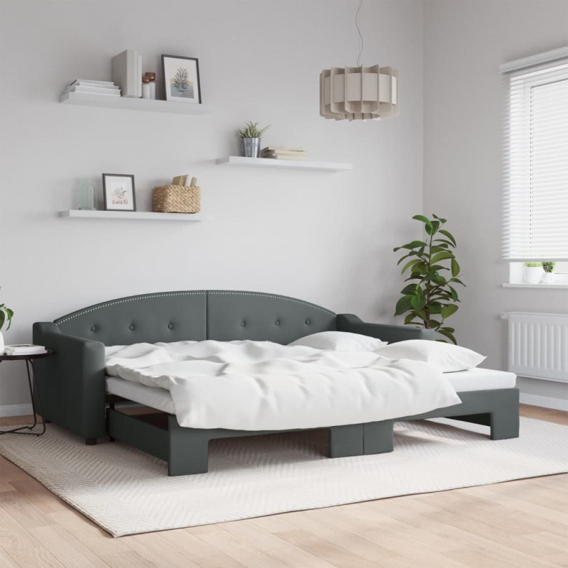 Sofa rozsuwana, ciemnoszara, 90x200 cm, tkanina