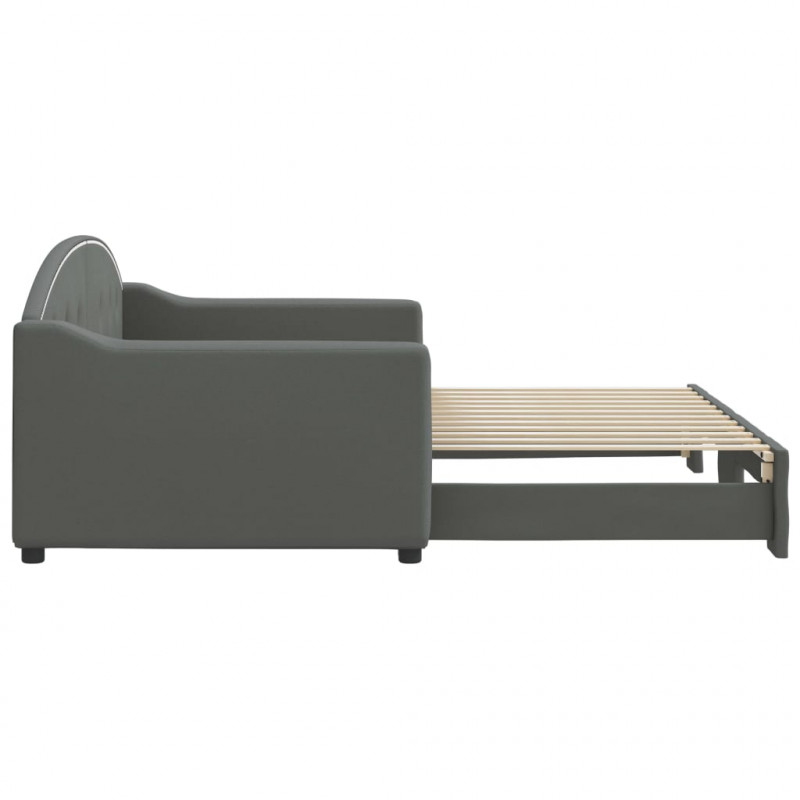 Sofa rozsuwana, ciemnoszara, 90x200 cm, tkanina