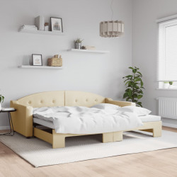 Sofa rozsuwana, kremowa, 90x200 cm, tkanina