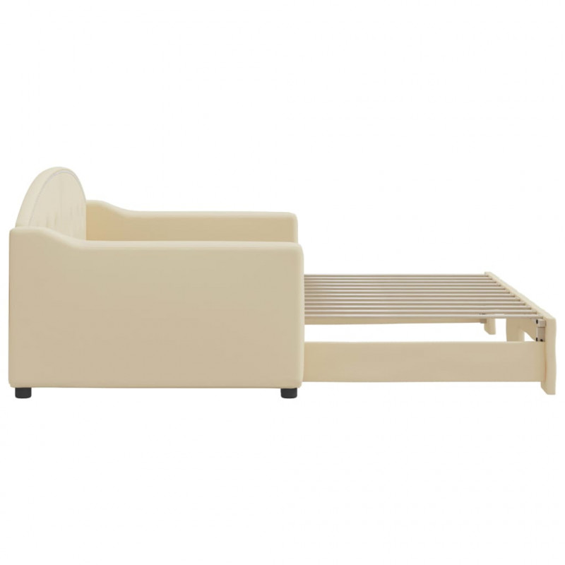 Sofa rozsuwana, kremowa, 90x200 cm, tkanina
