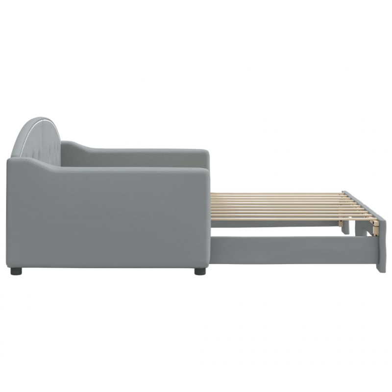 Sofa rozsuwana, jasnoszara, 90x190 cm, tkanina