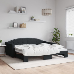 Sofa rozsuwana, czarna, 90x190 cm, tkanina