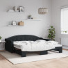 Sofa rozsuwana, czarna, 90x190 cm, tkanina