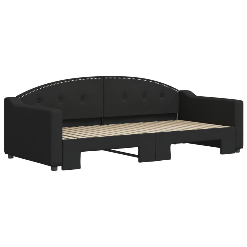 Sofa rozsuwana, czarna, 90x190 cm, tkanina
