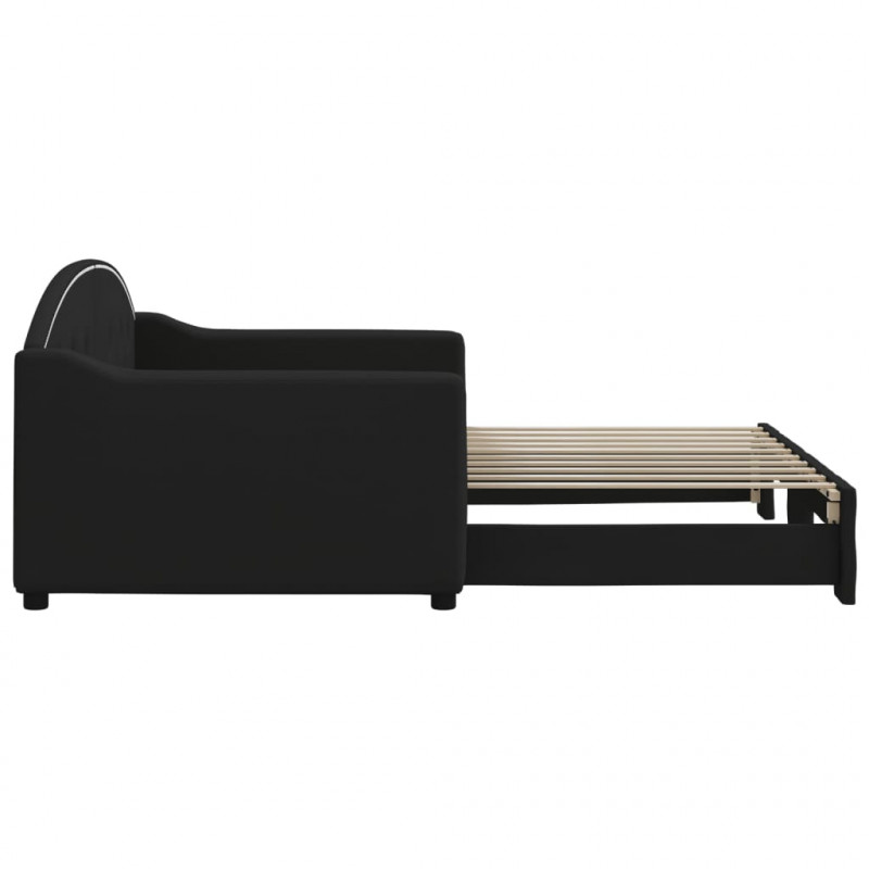 Sofa rozsuwana, czarna, 90x190 cm, tkanina