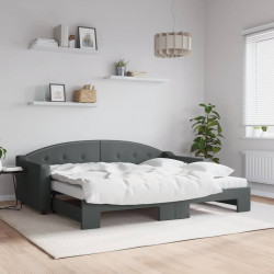 Sofa rozsuwana z materacami, ciemnoszara, 90x200 cm, tkanina