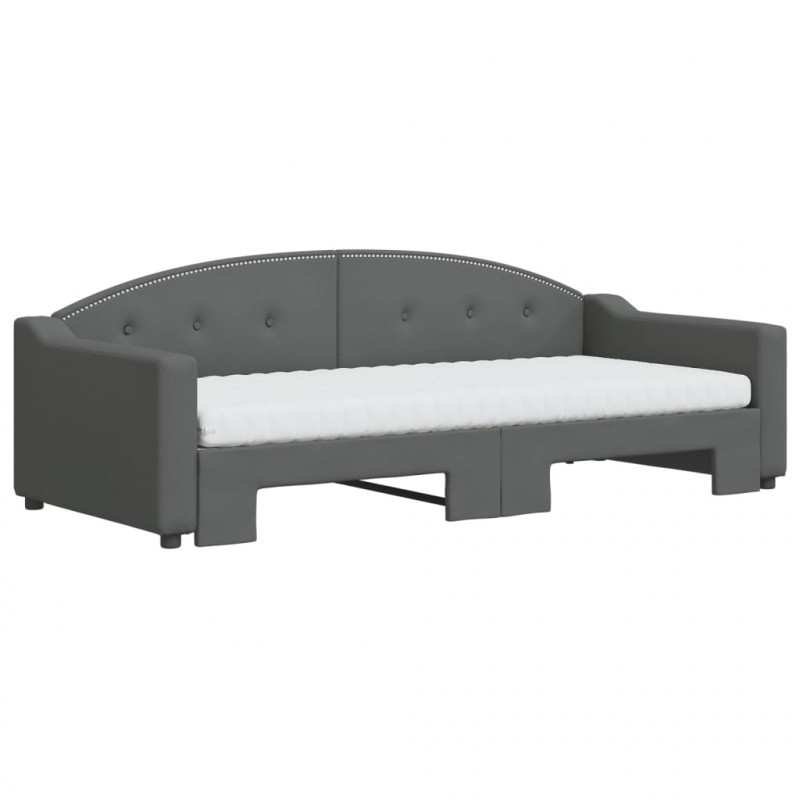 Sofa rozsuwana z materacami, ciemnoszara, 90x200 cm, tkanina