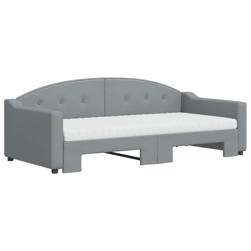 Sofa rozsuwana z materacami, jasnoszara, 90x190 cm, tkanina