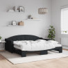 Sofa rozsuwana z materacami, czarna, 90x190 cm, tkanina