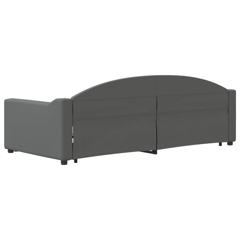Sofa rozsuwana z szufladami, ciemnoszara, 90x200 cm, tkanina