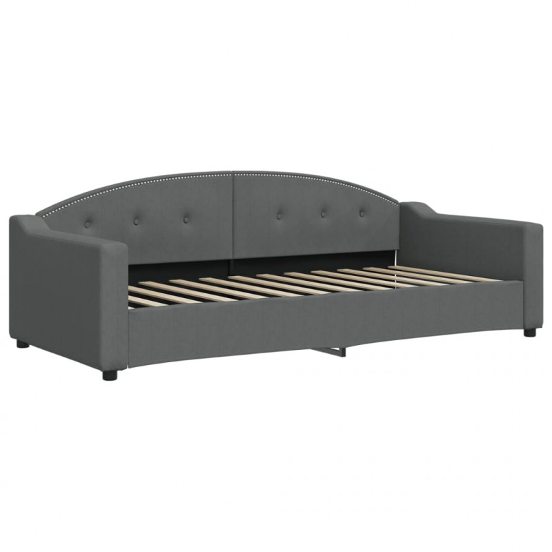 Sofa rozsuwana z szufladami, ciemnoszara, 90x200 cm, tkanina