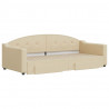 Sofa rozsuwana z szufladami, kremowa, 90x200 cm, tkanina