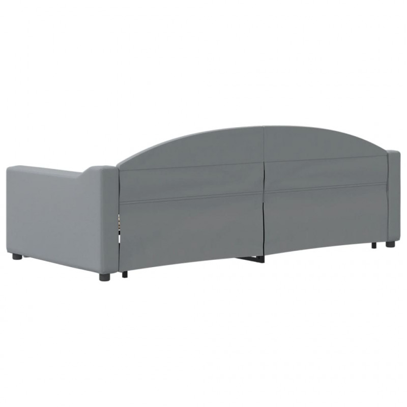 Sofa rozsuwana z szufladami, jasnoszara, 90x190 cm, tkanina